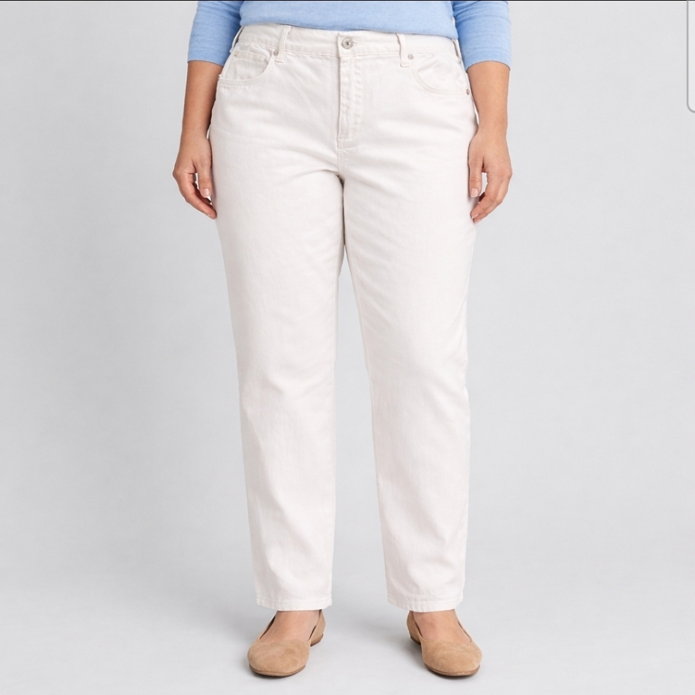 Gloria Vanderbilt All Around Slimming Effect White Amanda Embroider Jeans Sz 16